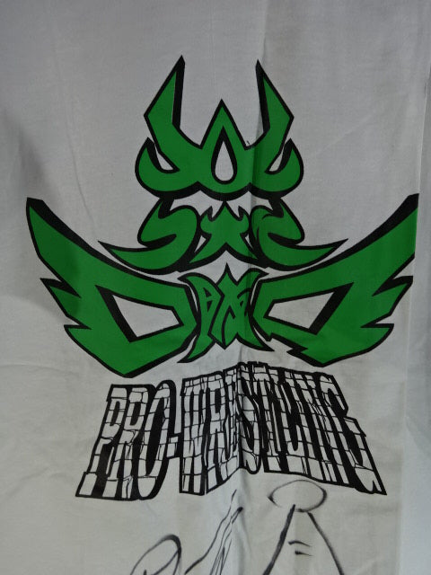 [2 fighters hand signed autograph Osaka Pro Wrestling  Logo T-Shirt (1) (White)