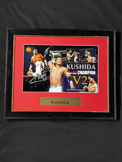 KUSHIDA 第77代 IWGPジュニアヘビー級王座 V2記念 直筆サイン入りフォトフレーム