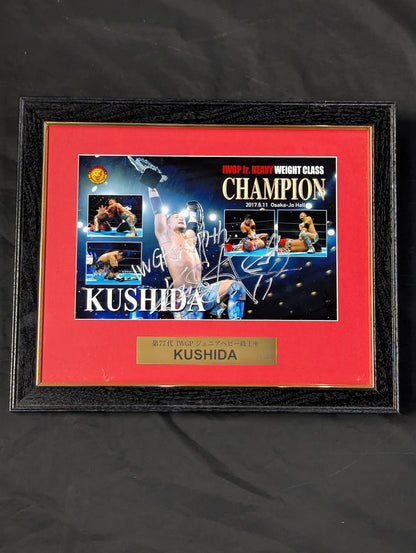 KUSHIDA 77th IWGP Junior Heavyweight Champion hand signed autograph photo frame