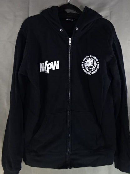 Lion Mark  Zip hoodie  (1) (Black× White)