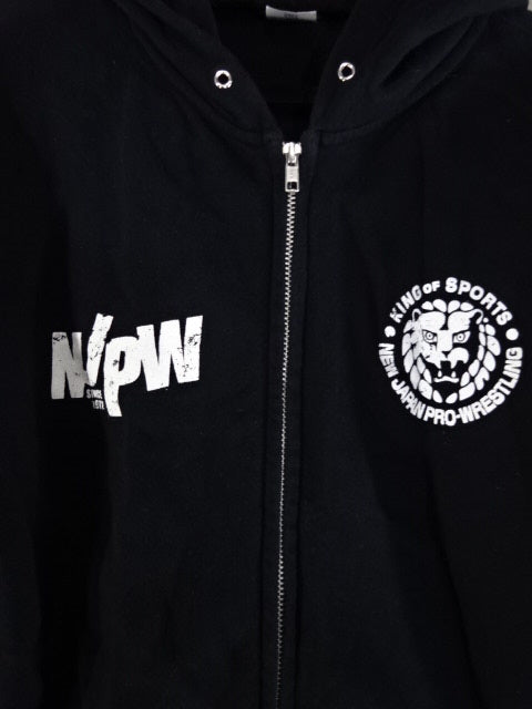 Lion Mark  Zip hoodie  (1) (Black× White)