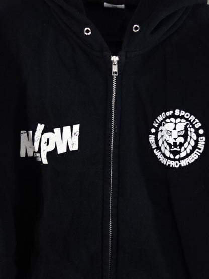 Lion Mark  Zip hoodie  (1) (Black× White)