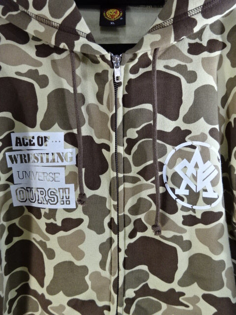 【hand signed autograph】 Hiroshi Tanahashi  " ACE OF" pullover hoodie  (camouflage pattern)