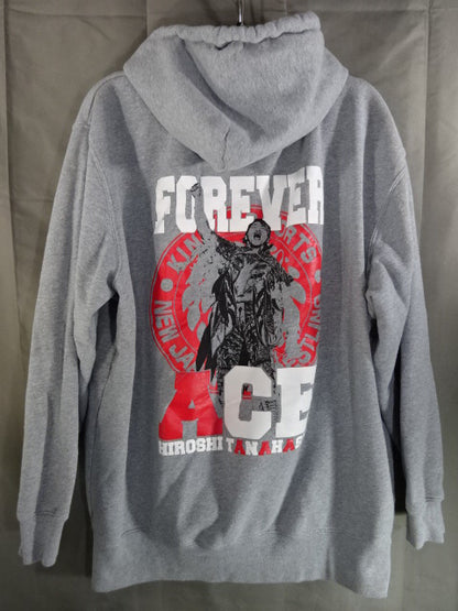 Hiroshi Tanahashi  "FOREVER ACE" Zip hoodie  (mixed gray)