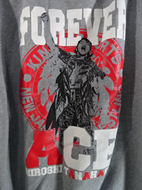 Hiroshi Tanahashi  "FOREVER ACE" Zip hoodie  (mixed gray)