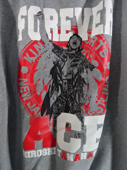 Hiroshi Tanahashi  "FOREVER ACE" Zip hoodie  (mixed gray)