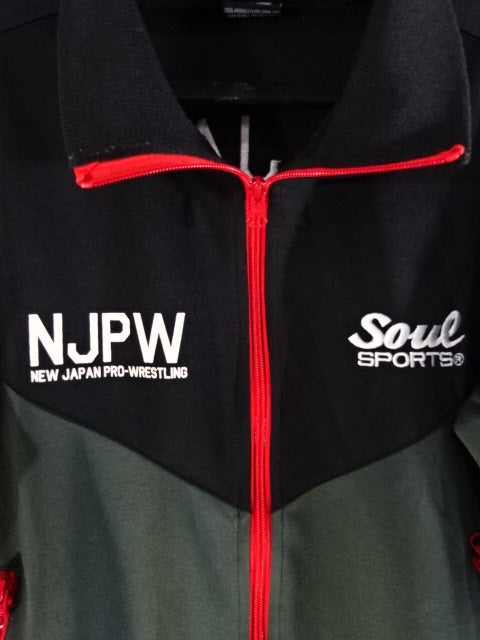 新日本プロレス×SOUL ライオンマーク ジャージジャケット④(ブラック×グレー)