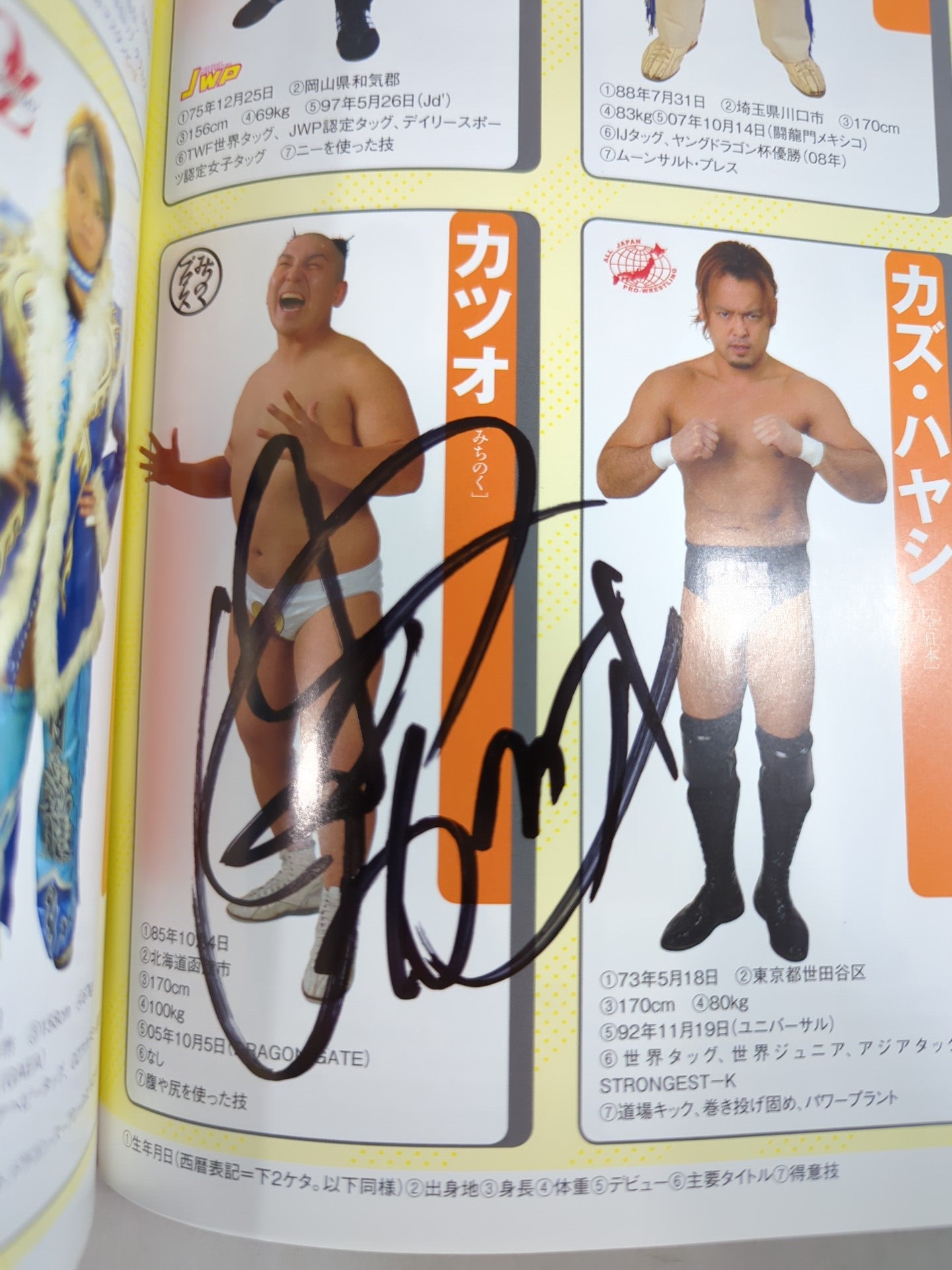 [6 fighters hand signed autograph 】Weekly Pro Wrestling Annex 100 "2013 Preservation Edition" pro wrestler  full body photo directory"