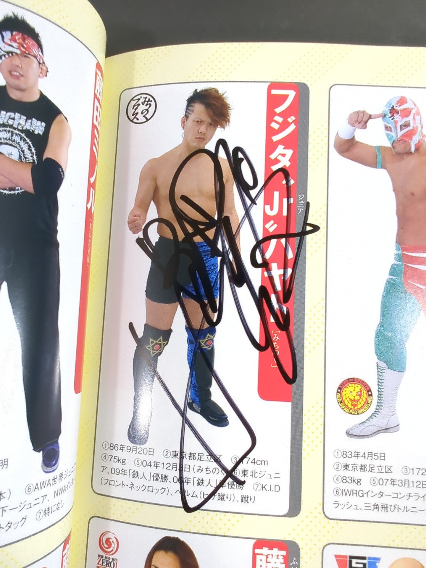 [6 fighters hand signed autograph 】Weekly Pro Wrestling Annex 100 "2013 Preservation Edition" pro wrestler  full body photo directory"