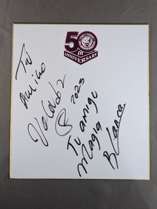 ボラドール・ジュニア＆マヒア・ブランカ(新日本プロレス50周年記念色紙)