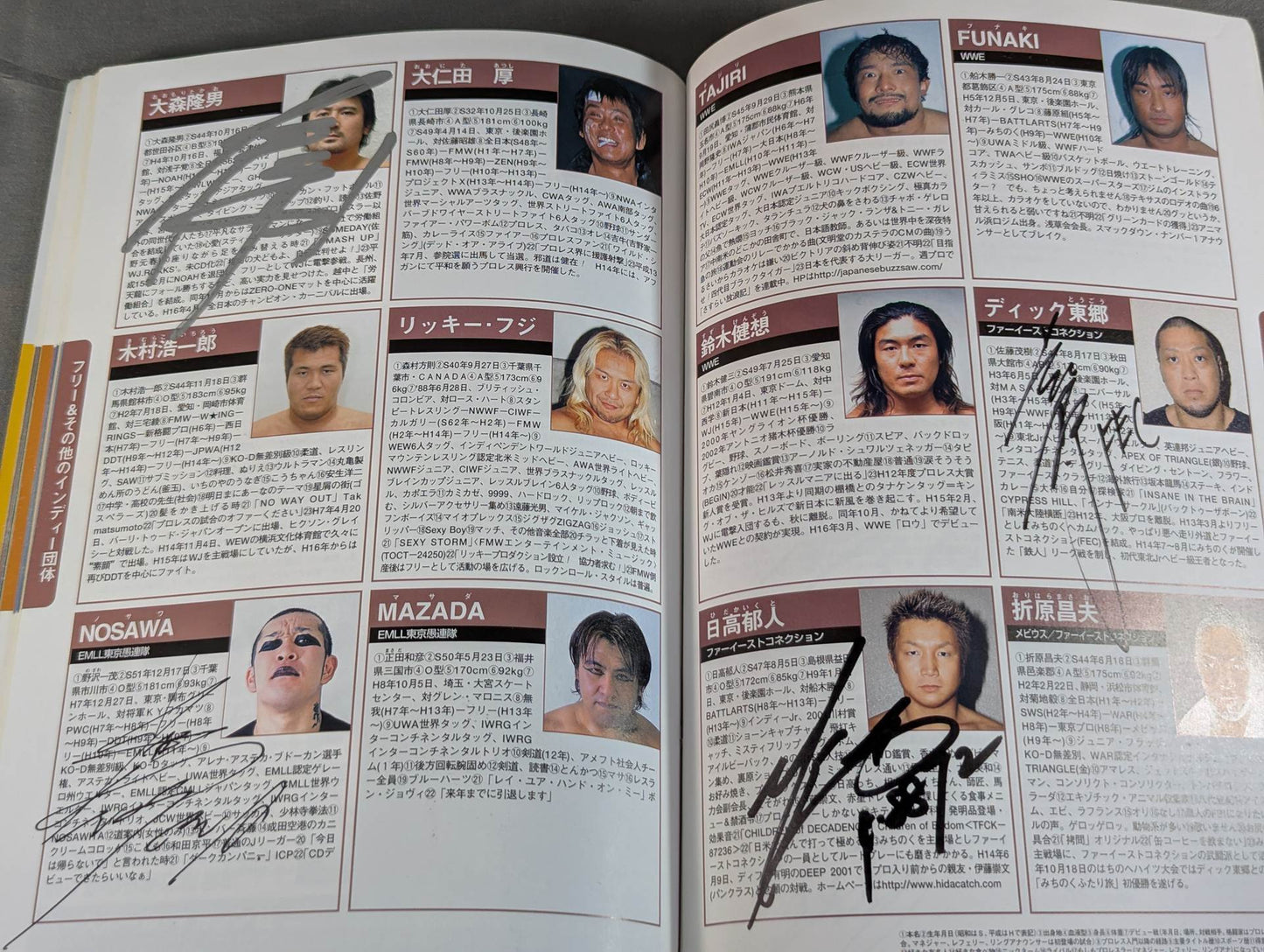 【71名直筆サイン入り】プロレスラー カラー写真名鑑2004 増補改訂版