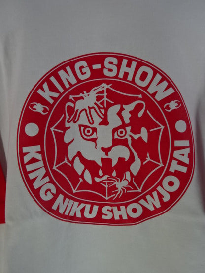 Muscle Girl Obi ×New Japan Pro Wrestling  Collaboration Raglan T-Shirt (Red× White)