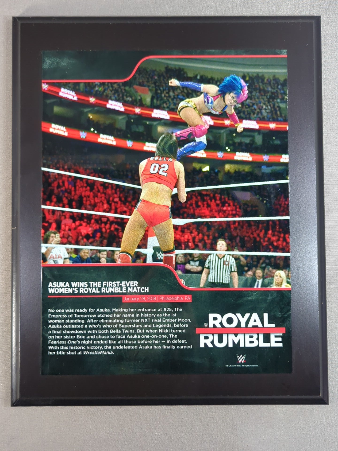 ★ First Champion ★ Asuka WWE Women's Royal Rumble Match Commemorative Plaque