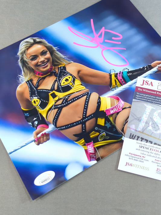 ★JAS★ Liv Morgan hand signed autograph Pro-Photo  (yellow× pink)