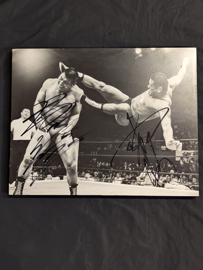 【hand signed autograph】 Antonio Inoki  vs Seiji Sakaguchi Black and White Grand Judge Photo panel