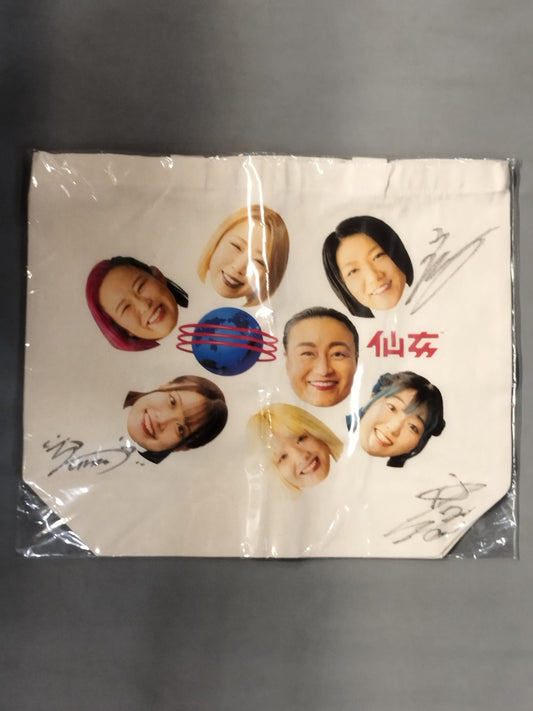 [3 fighters hand signed autograph Sendai Girls Pro-wrestling  "Fairy Box Push" Tote Bag