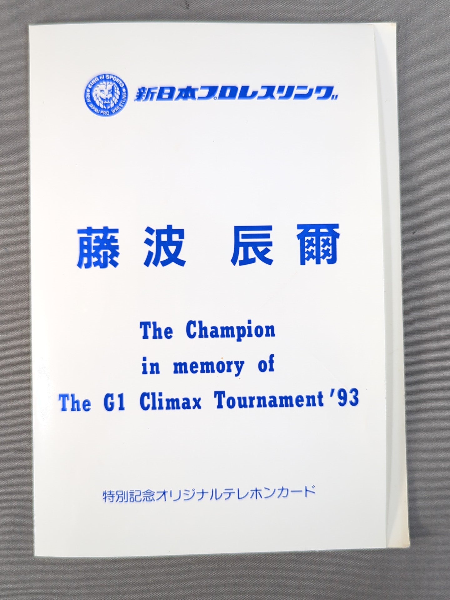 Tatsumi Fujinami  The Champion in memory of The G1 Climax Tournament '93