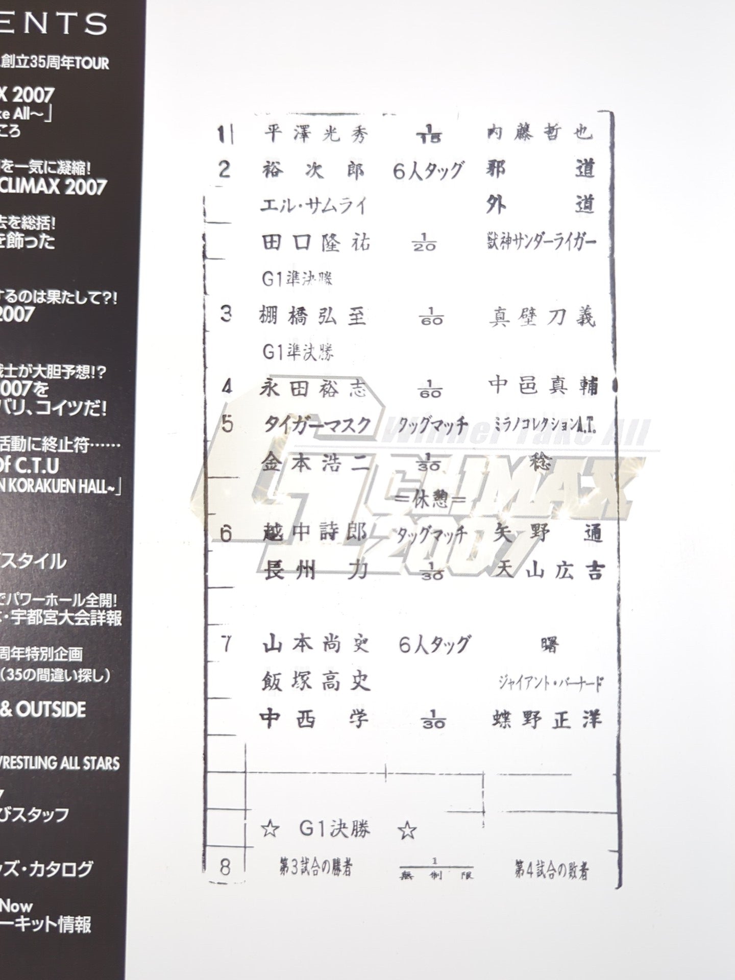 ★2007 G1 Finals ★ G1 CLIMAX 2007 / G1 Climax 17