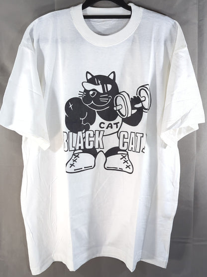 ブラック・キャット イラストTシャツ(ホワイト)