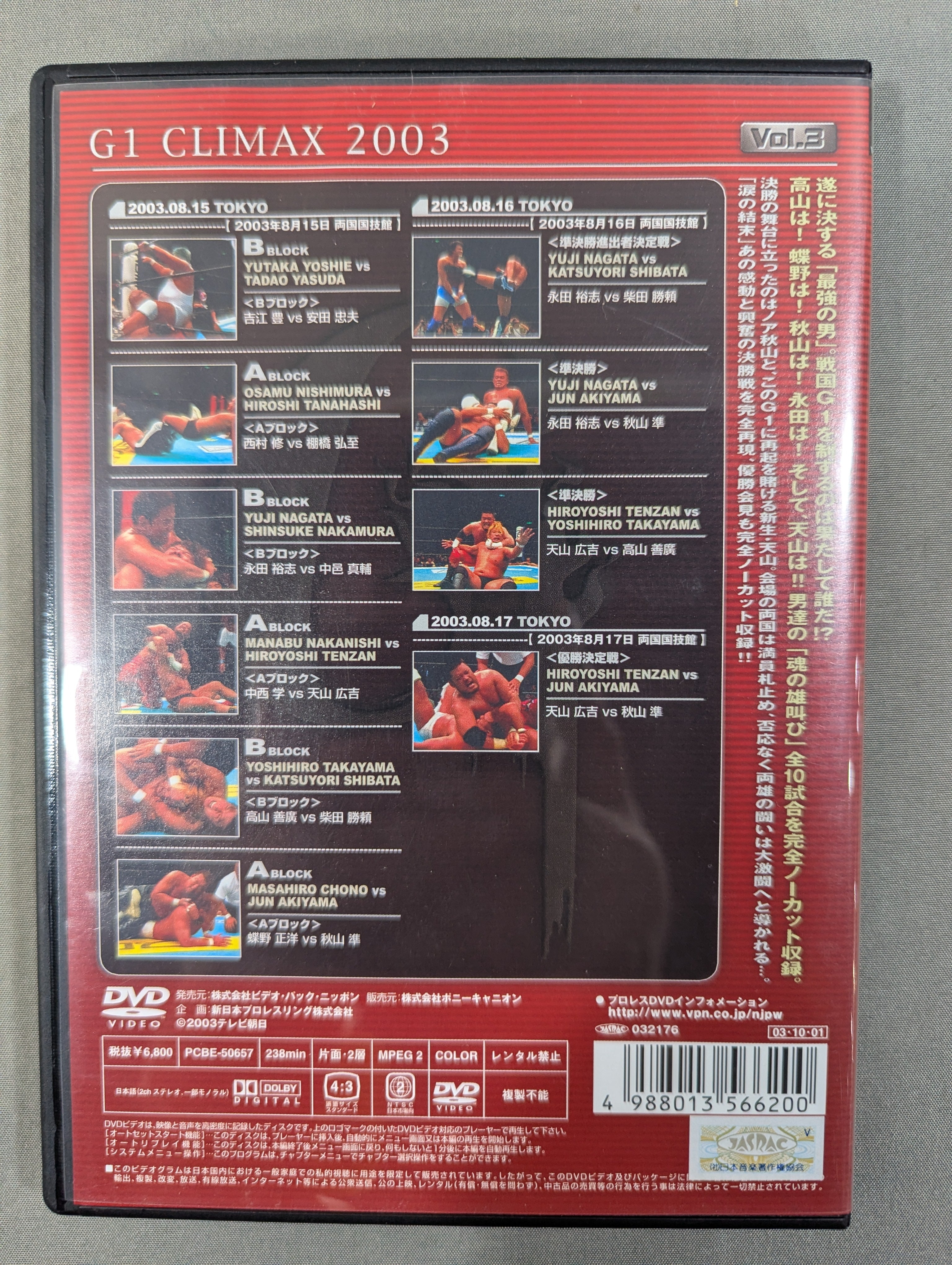 G1 CLIMAX 2003 Vol.3 – 闘道館