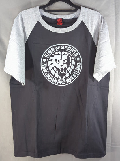 ライオンマーク「STRONG STYLE」ラグラン Tシャツ(ブラック×グレー)