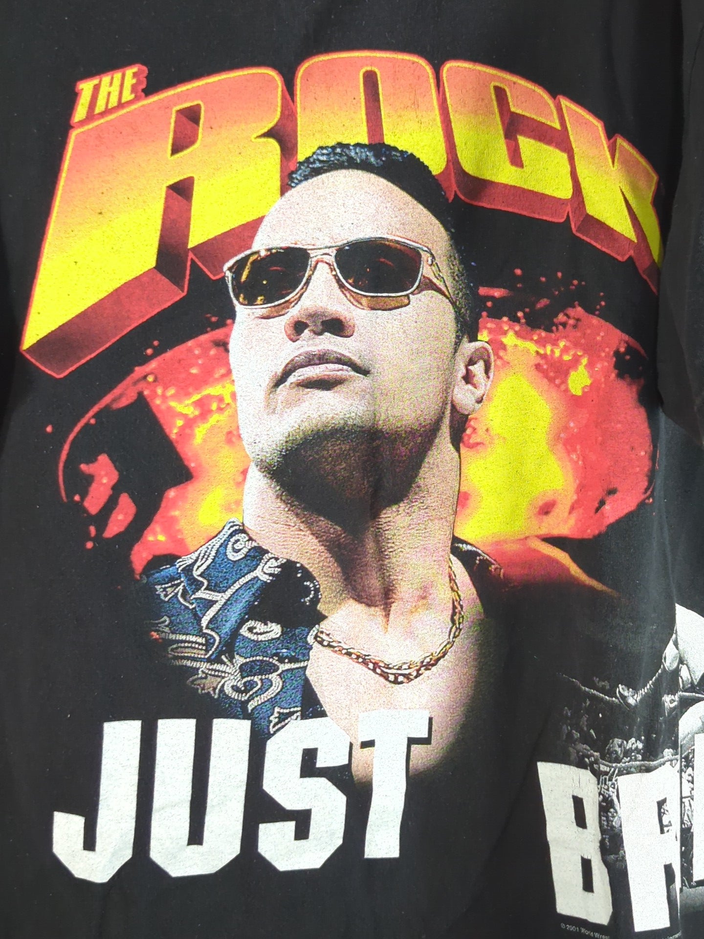 ザ・ロック ピクチャーTシャツ①(WWF(2001) / ブラック)