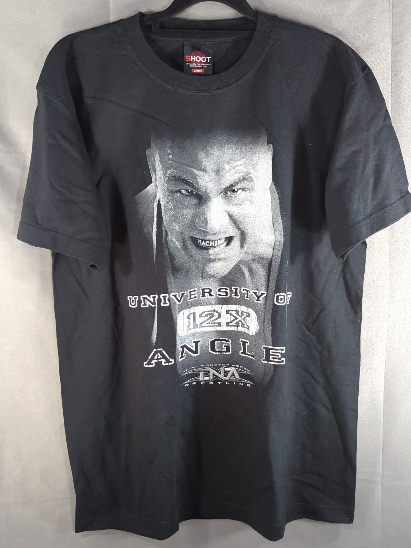 Kurt Angle  "UNIVERSITY OF 12X ANGLE" Picture T-Shirt (Black)