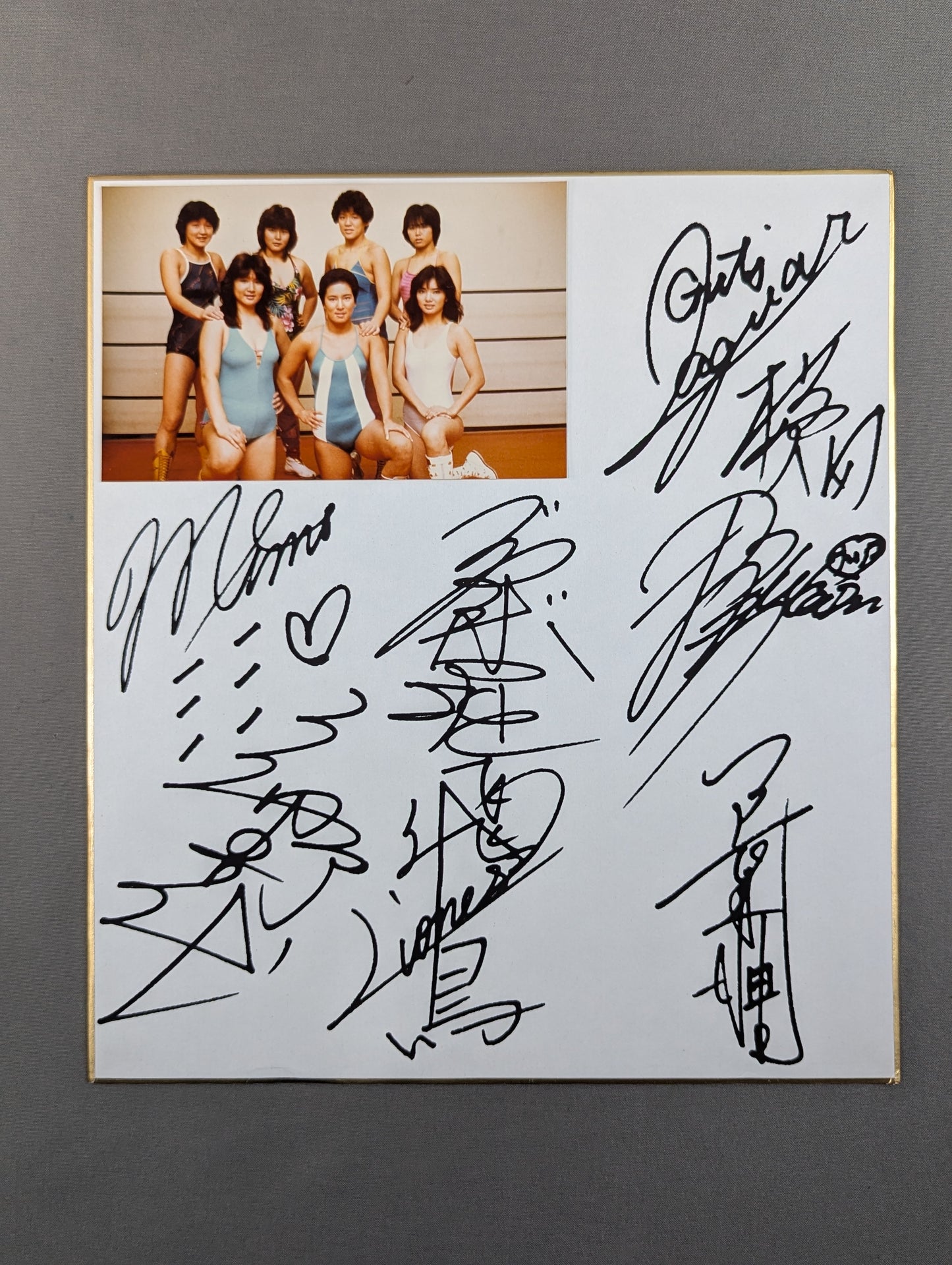 全日本女子プロレス プリントサイン寄せ書き(生写真貼付)
