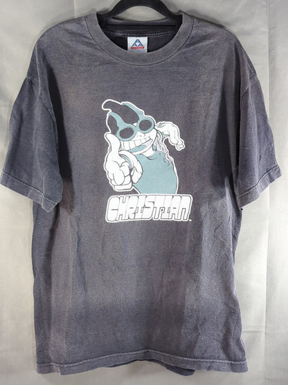 クリスチャン「DuDe, you're A Total Chump Stain!」イラストTシャツ(WWF(2002) / ブラック)