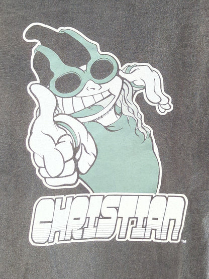 クリスチャン「DuDe, you're A Total Chump Stain!」イラストTシャツ(WWF(2002) / ブラック)