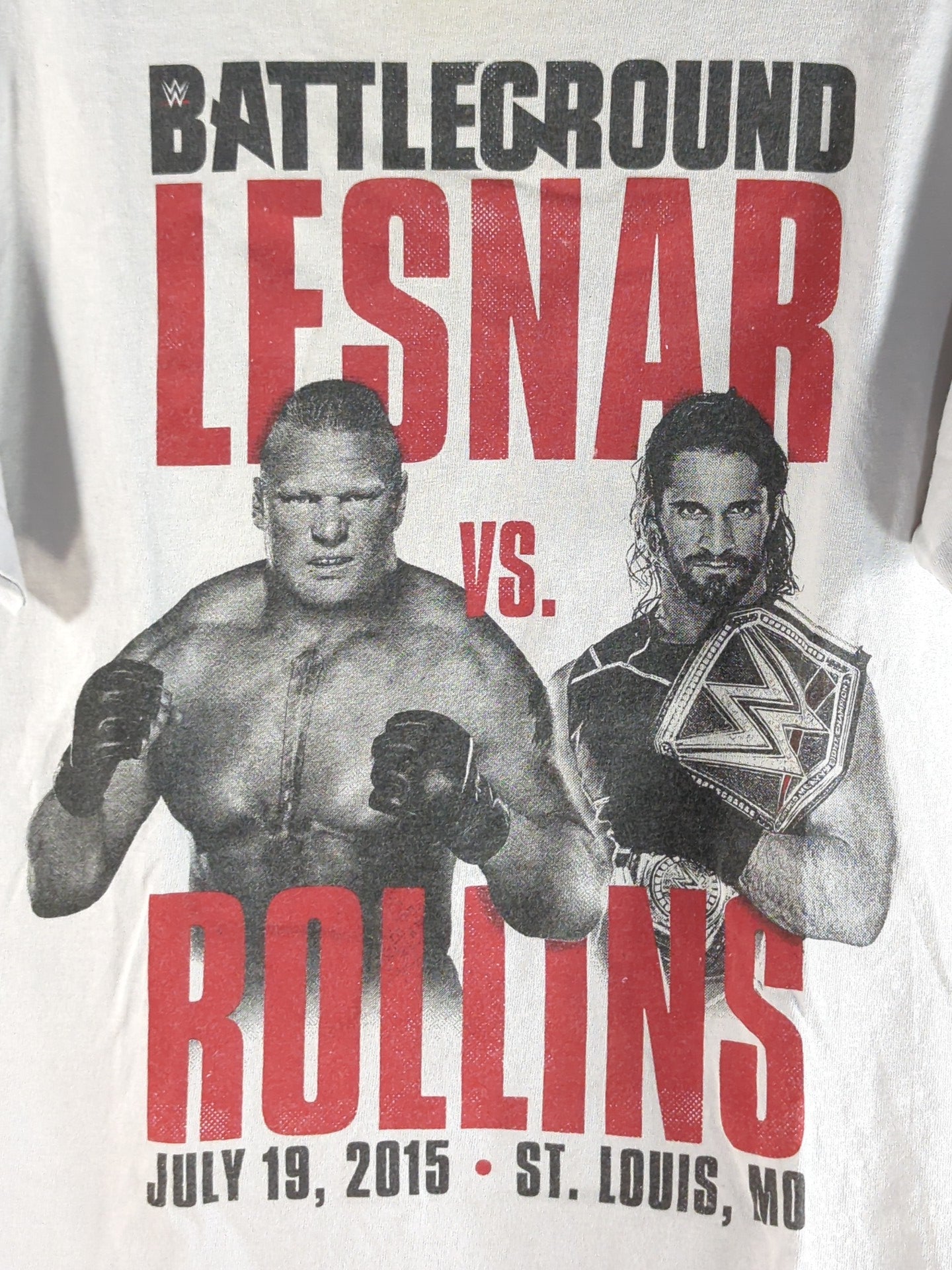 Brock Lesnar  vs Seth Rollins "BATTLEGROUND" Picture T-Shirt (WWE (2015) / Gray)
