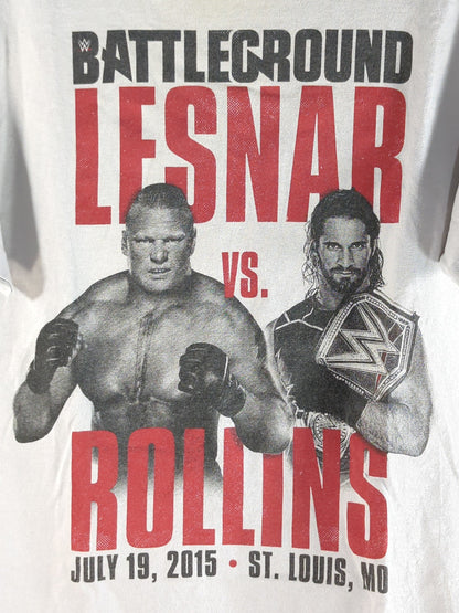 Brock Lesnar  vs Seth Rollins "BATTLEGROUND" Picture T-Shirt (WWE (2015) / Gray)