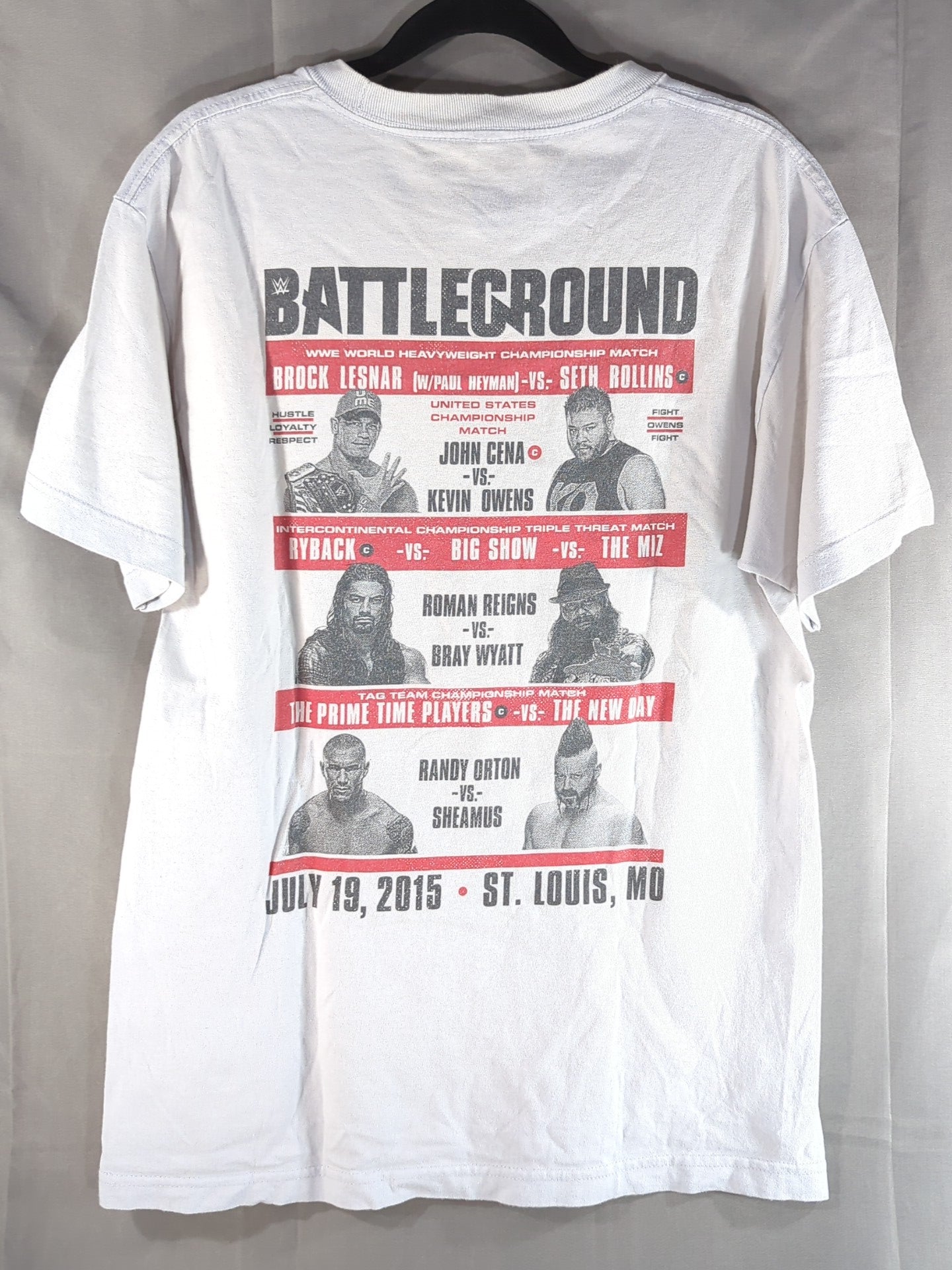 Brock Lesnar  vs Seth Rollins "BATTLEGROUND" Picture T-Shirt (WWE (2015) / Gray)