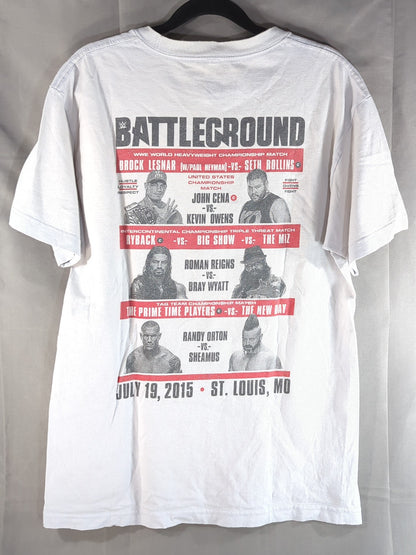 Brock Lesnar  vs Seth Rollins "BATTLEGROUND" Picture T-Shirt (WWE (2015) / Gray)