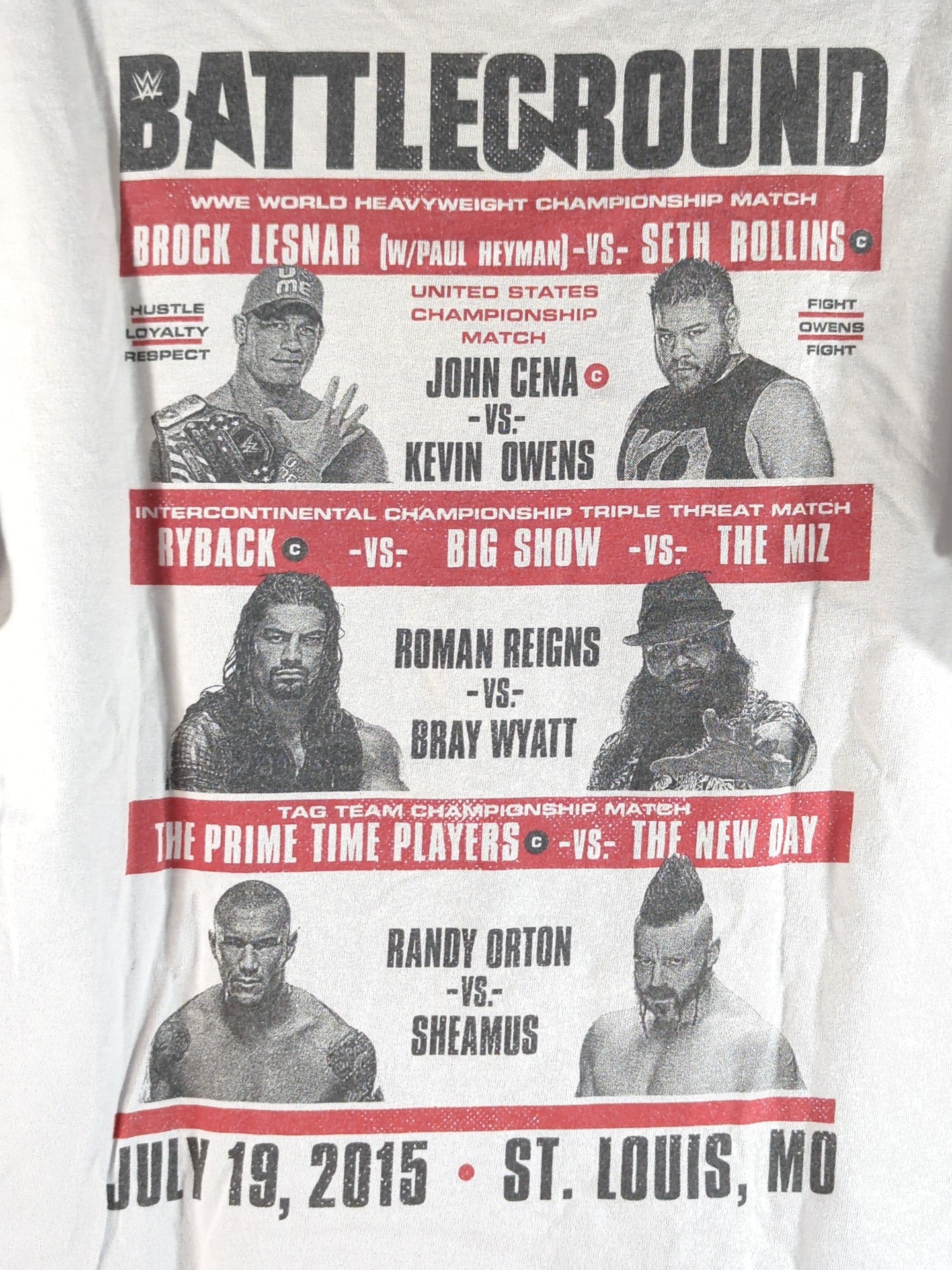 Brock Lesnar  vs Seth Rollins "BATTLEGROUND" Picture T-Shirt (WWE (2015) / Gray)