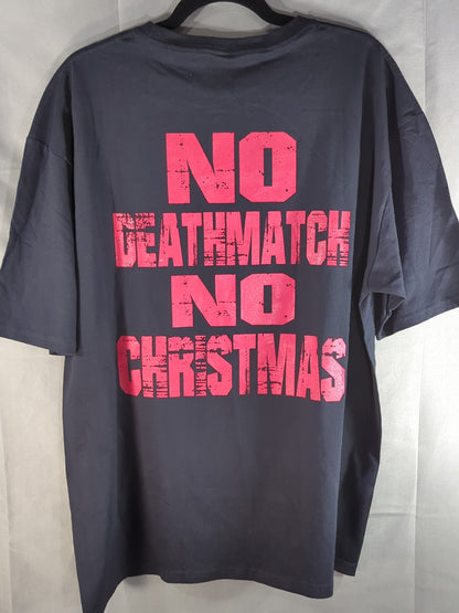 シクロペvsサンタ「NO DEATHMATCH NO CHRISTMAS」イラストTシャツ(ブラック)
