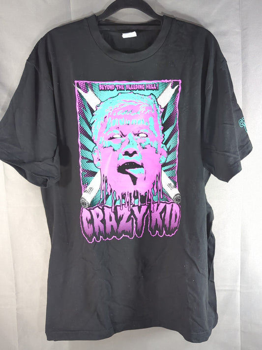 ★黄昏番長★ 竹田誠志「BEYOND THE BLEEDING HELL!」Tシャツ(ブラック×パープル)