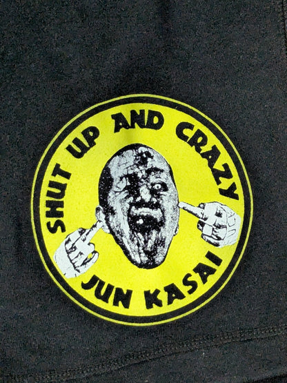 ★黄昏番長★ 葛西純「SHUT UP AND CRAZY」スウェットハーフパンツ(ブラック×イエロー)