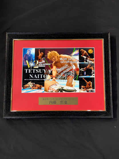 内藤哲也 第15代IWGPインターコンチネンタル王者 V2 直筆サイン入り フォトフレーム