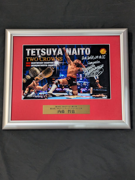 ★史上初二冠王者★ 内藤哲也 IWGP＆インターコンチネンタル王座 直筆サイン入りフォトフレーム