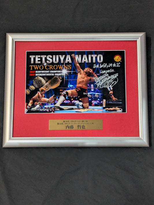 ★史上初二冠王者★ 内藤哲也 IWGP＆インターコンチネンタル王座 直筆サイン入りフォトフレーム