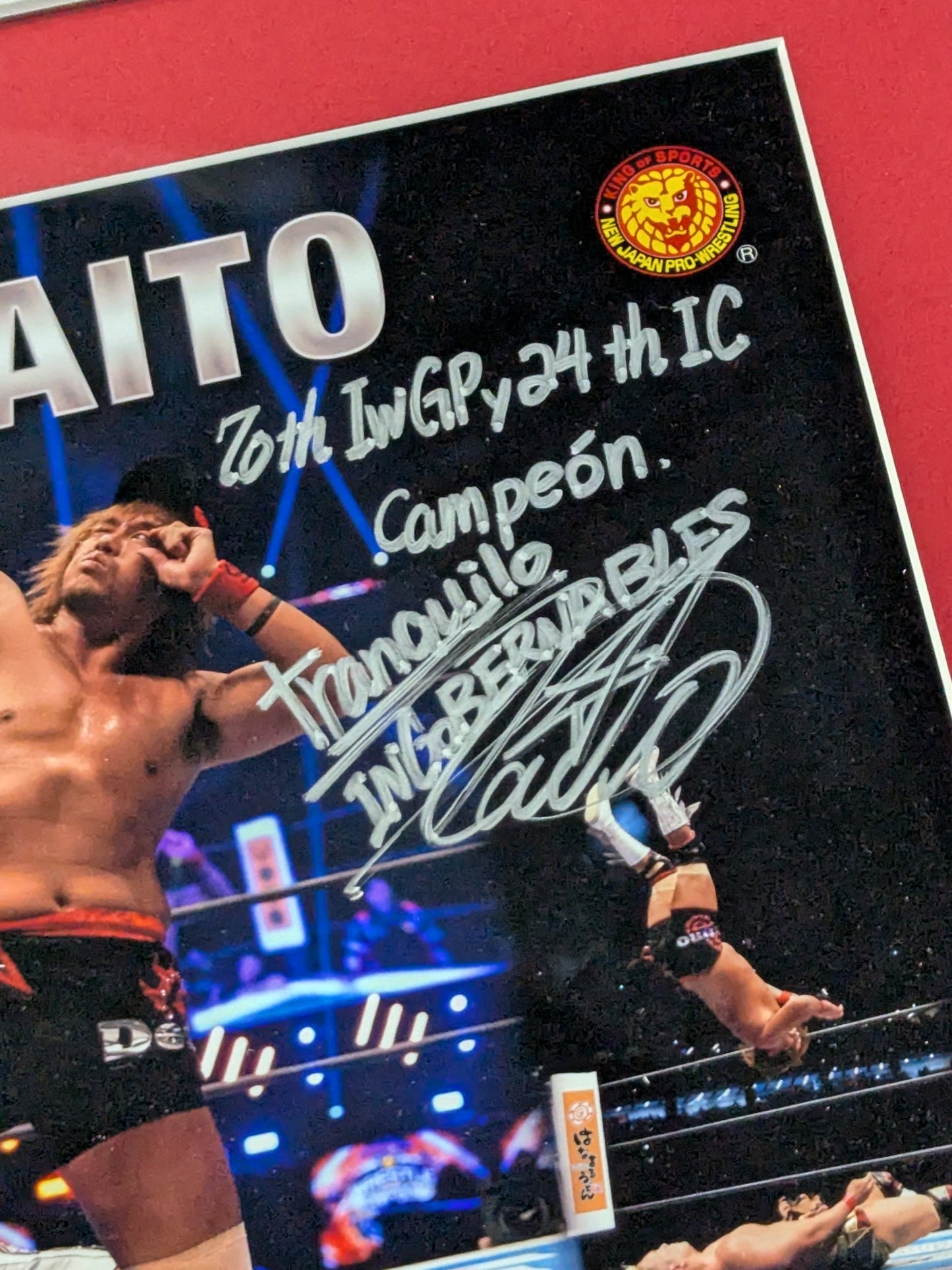 ★史上初二冠王者★ 内藤哲也 IWGP＆インターコンチネンタル王座 直筆サイン入りフォトフレーム