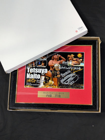 ★IWGP初戴冠★ 内藤哲也 第64代IWGPヘビー級王座記念 直筆サイン入り フォトフレーム