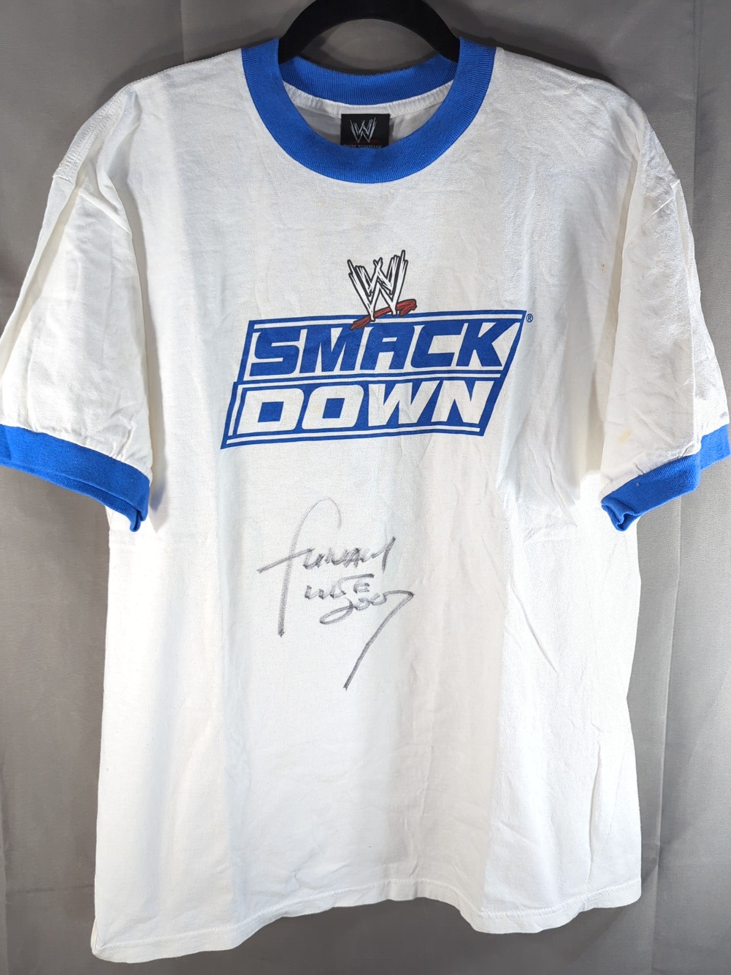 直筆サイン入り】FUNAKI「SMACKDOW」Tシャツ(WWE(2000s) / ホワイト