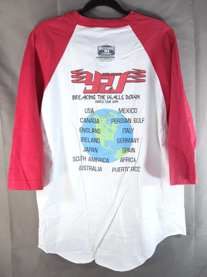 クリス・ジェリコ「BREAKING THE WALLS DOWN / WORLD TOUR 2004」ラグランTシャツ(WWE(2004) / ホワイト)