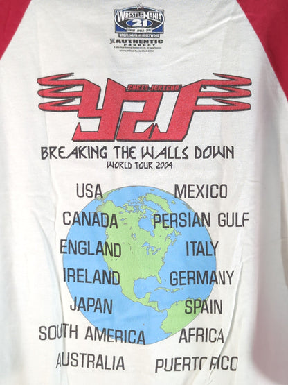 クリス・ジェリコ「BREAKING THE WALLS DOWN / WORLD TOUR 2004」ラグランTシャツ(WWE(2004) / ホワイト)