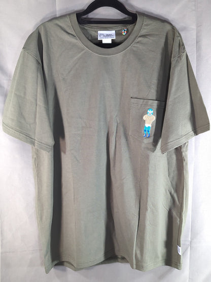 ルチャリブレ「ルチャドール刺繍」Tシャツ(モスグリーン)