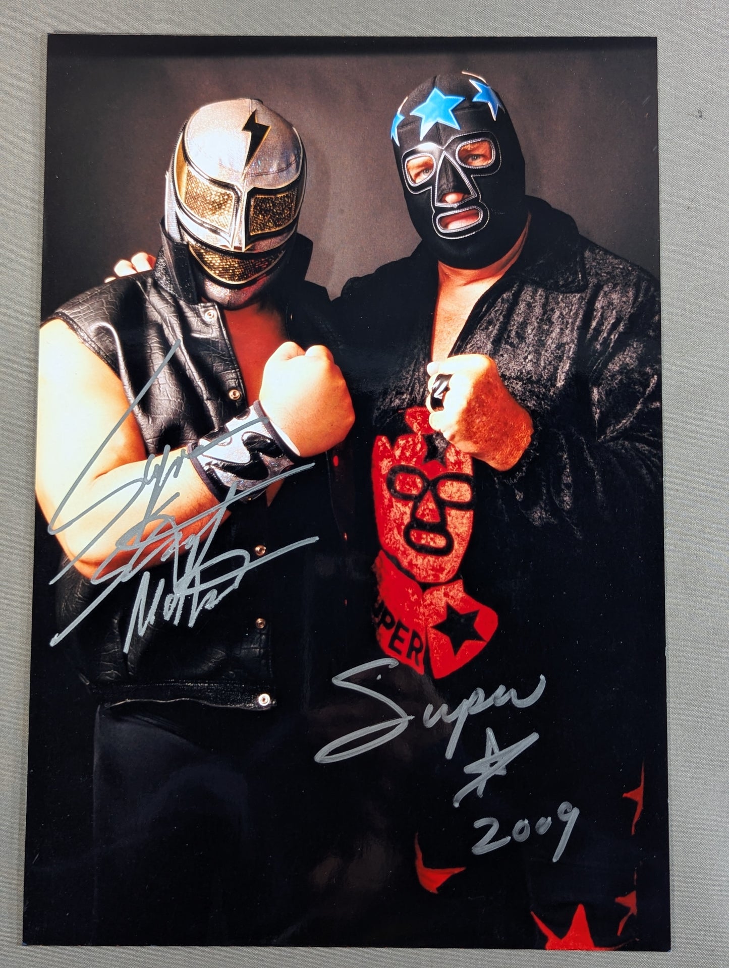 Super Strong Machine & Masked Superstar 2 hand signed autographs  Pro-Photo 