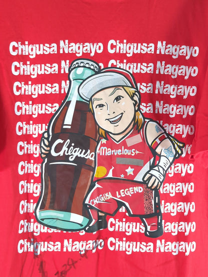 【hand signed autograph】 Chigusa Nagayo 「YES! CHIGUSA! YES!」 Illustration T-shirt (red)