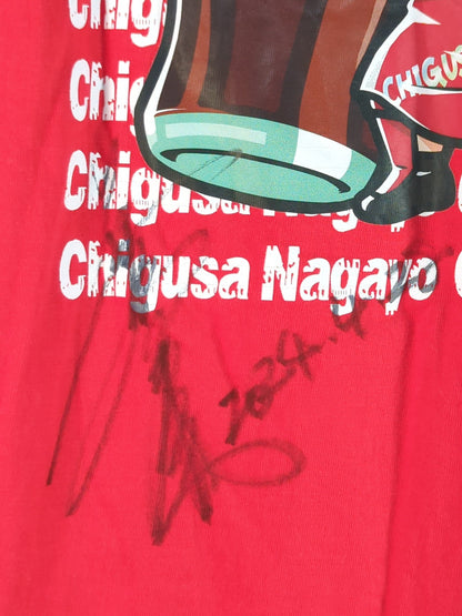 【hand signed autograph】 Chigusa Nagayo 「YES! CHIGUSA! YES!」 Illustration T-shirt (red)